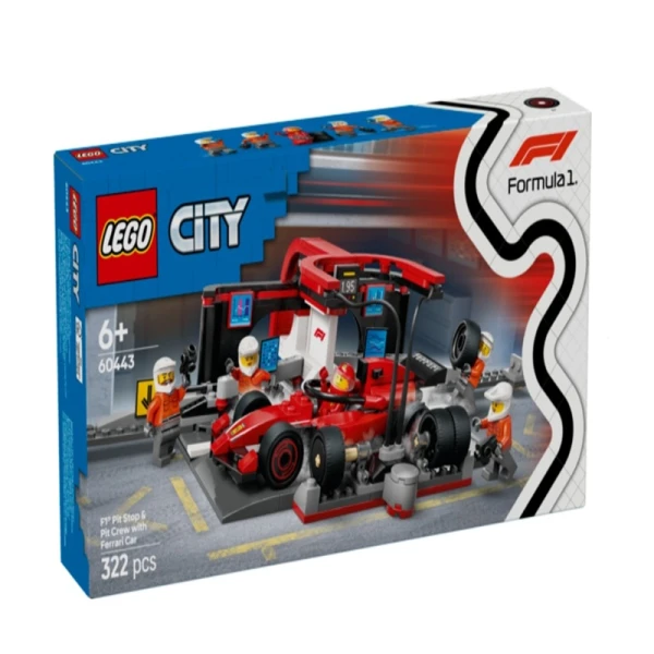 LEGO CITY FORMULA 1:  Parada en Boxes de F1® y Equipo de Mecánicos con Coche Ferrari